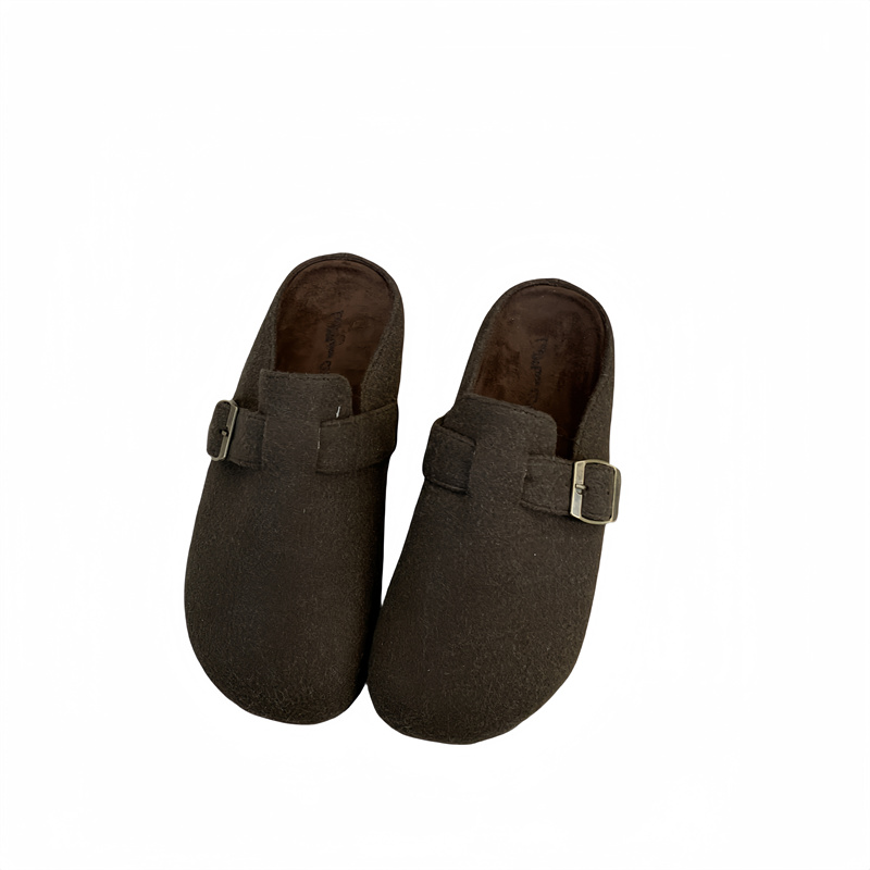 2024 New Autumn Winter Thick Sole Versatile Birkenstock Slippers Women Closed Toe Felt Velvet Slip On Birkenstock Shoes
