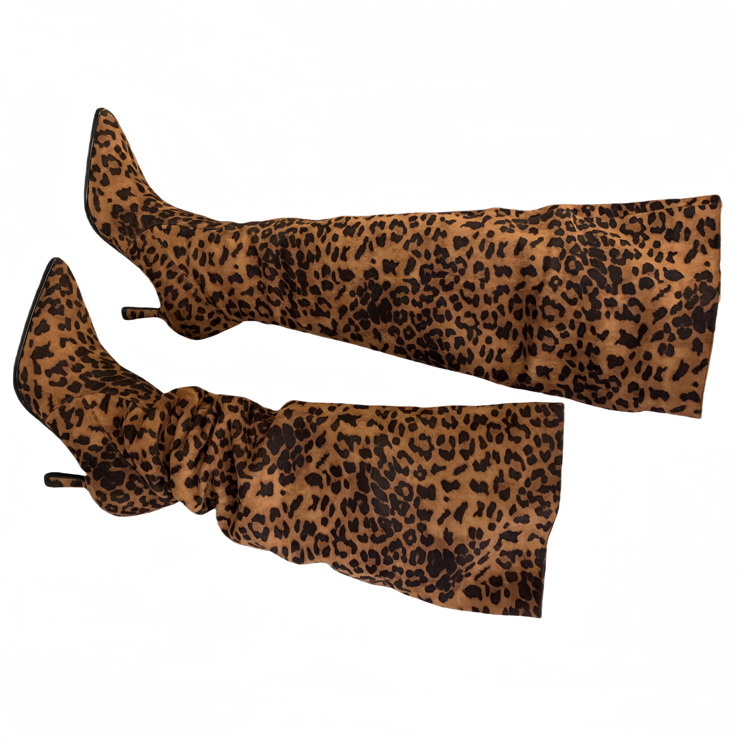 BUBUFLY Women's Over Knee High Boots Pointed Toe Stiletto Heel Slim Fit Stretch Suede Fashion Boots