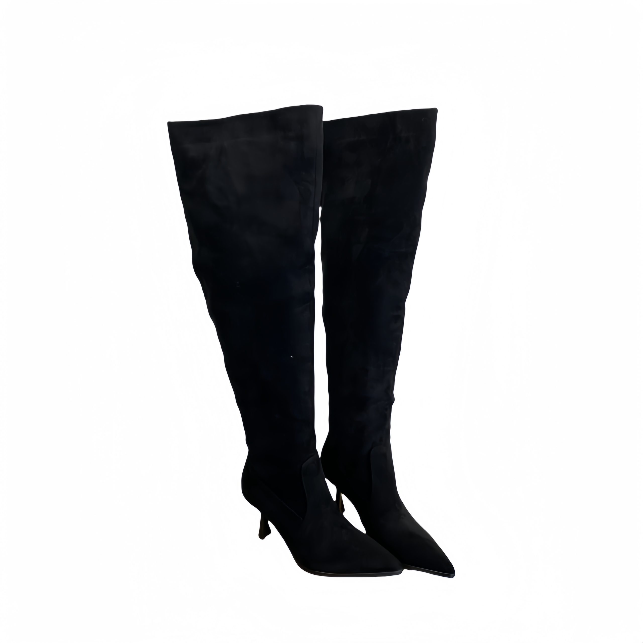 BUBUFLY Women's Over Knee Boots Pointed Toe Slim Fit Stretch Suede High Heel Tall Boots Fall 2024