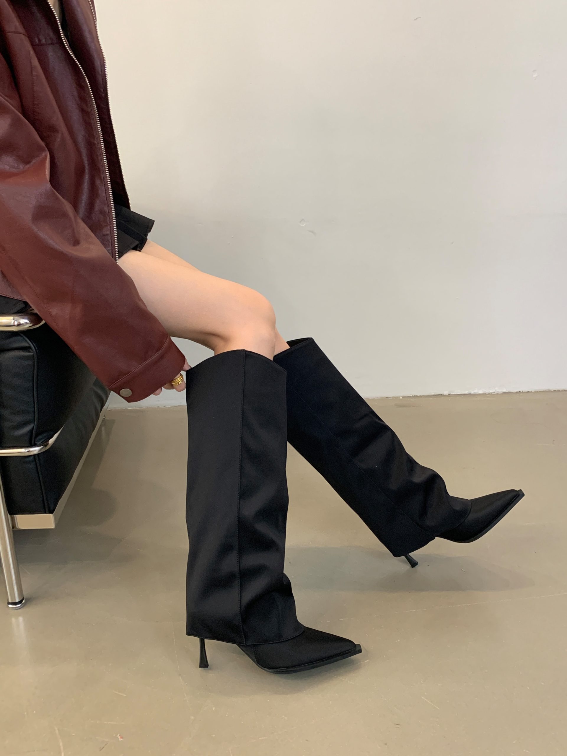 1729763770497_470838.jpg Black Sexy High Tube Boots for Women Stiletto Heel 2024 Early Autumn New French Style Slim Boots Long Boots