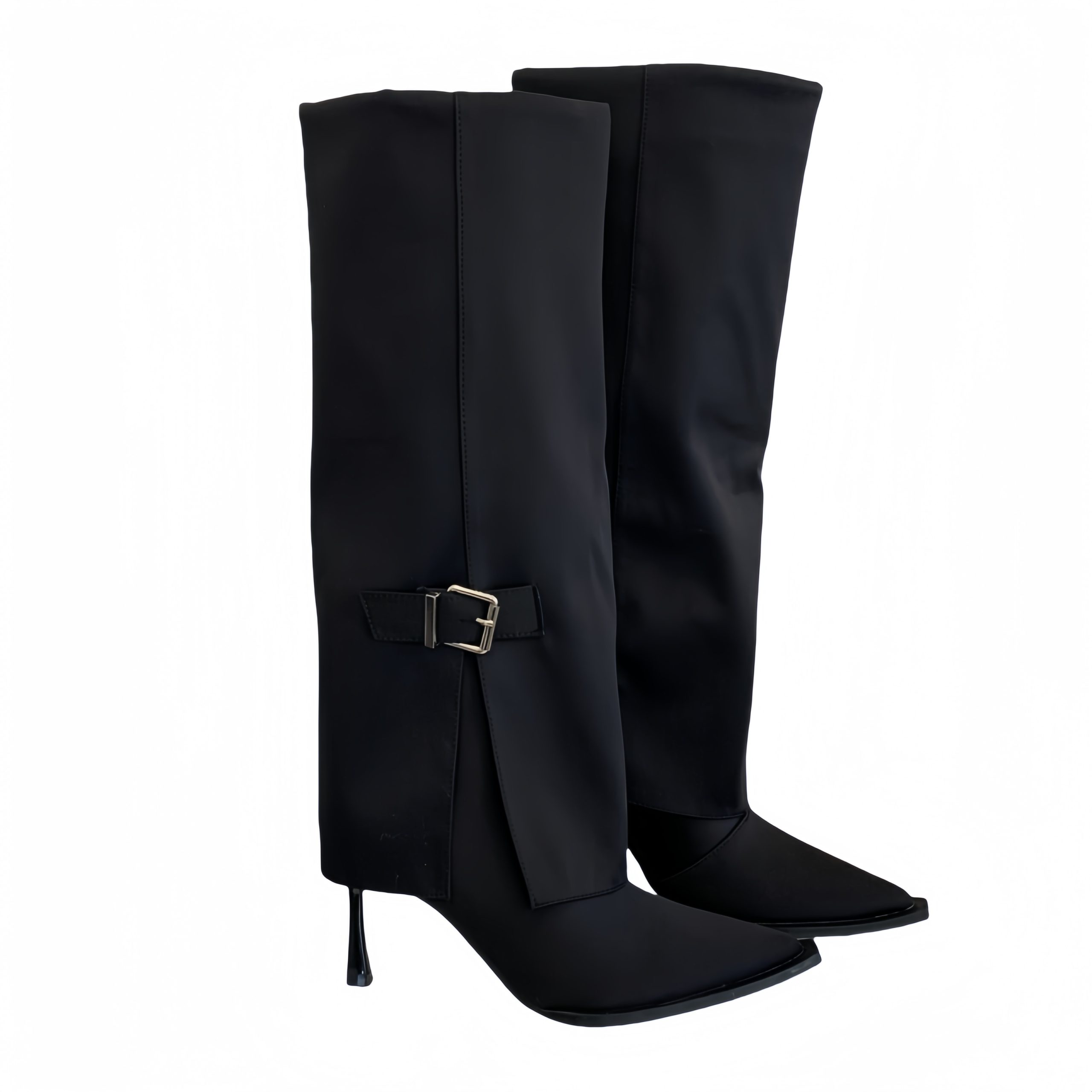 BUBUFLY Women's Pointed Toe Over Knee Boots 2024 Autumn Winter New Style Slim Fit High Heel Tall Boots