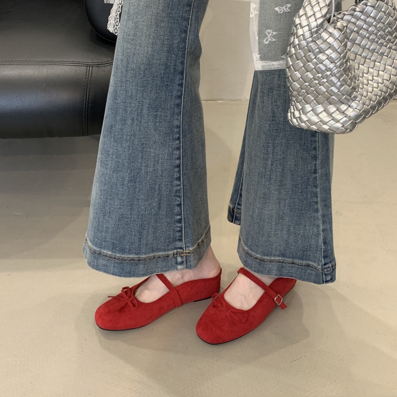 Baotou Half Slippers for Women Height Increasing 2025 Spring Summer New Style Square Toe Bow Low Heel Lazy Mule Slippers