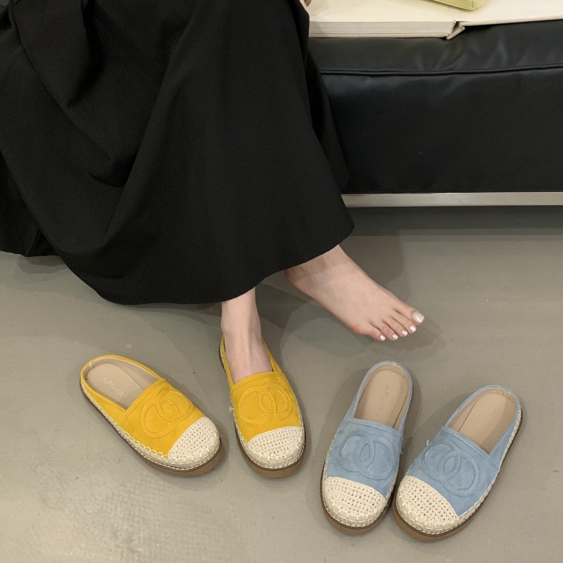 Fengda Women's Casual Mule Slippers Flat Loafers Slip-On Solid Color