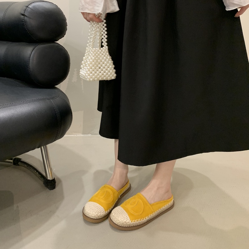 Fengda Women's Casual Mule Slippers Flat Loafers Slip-On Solid Color