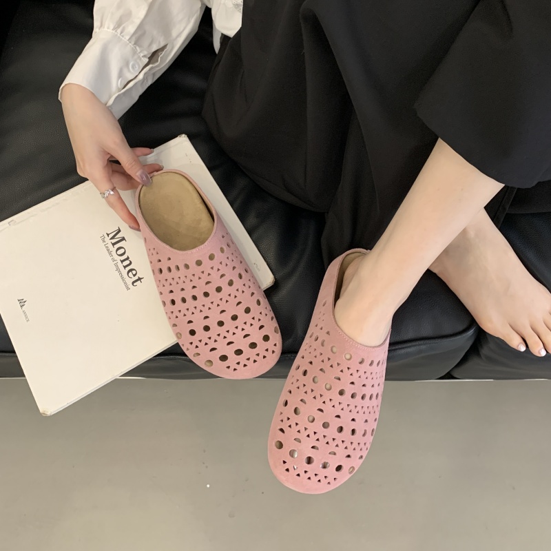Flat Bottom Soft Sole Closed Toe Slippers for Women 2025 New Spring Summer Outdoor Half Slippers