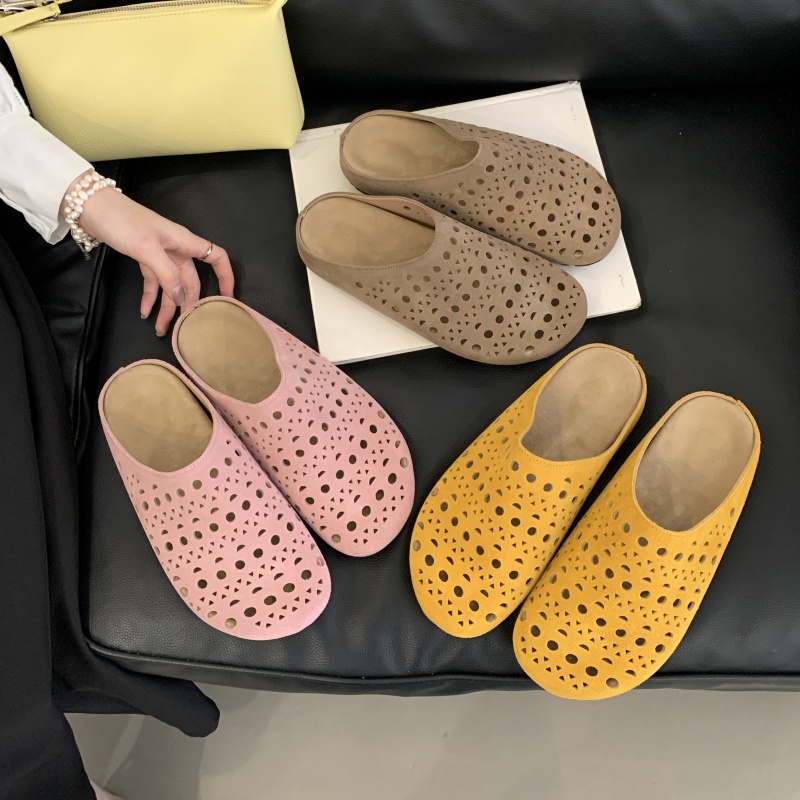 Flat Bottom Soft Sole Closed Toe Slippers for Women 2025 New Spring Summer Outdoor Half Slippers