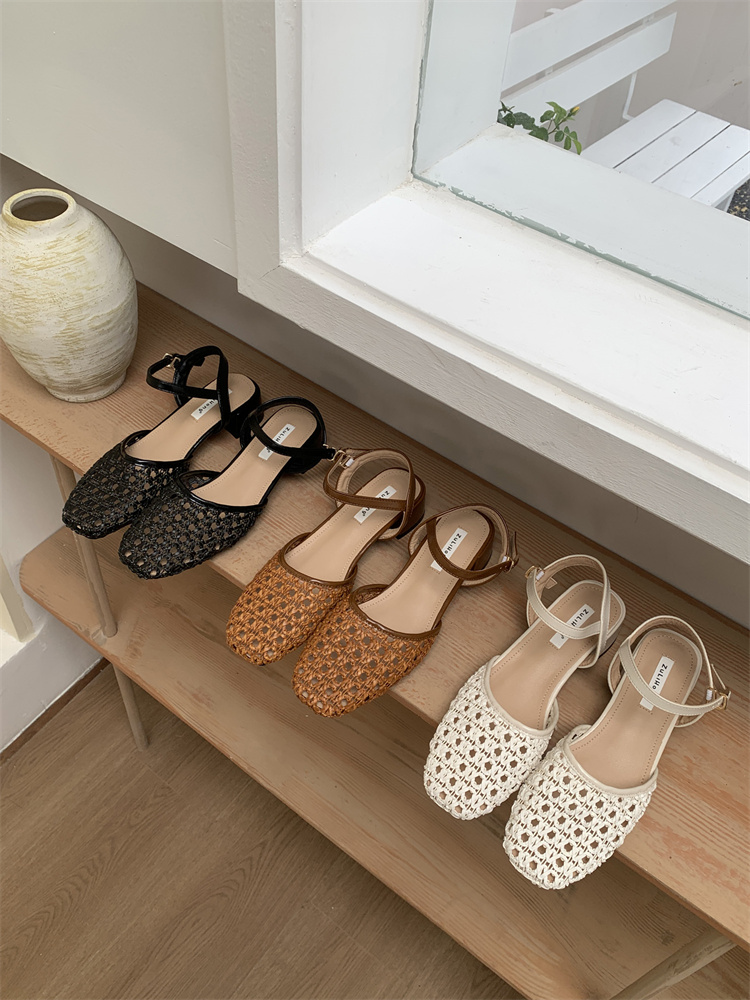 Niche Woven Bohemian Chunky Heel Mary Jane Shoes for Women Summer 2025 Dressy Single Shoes