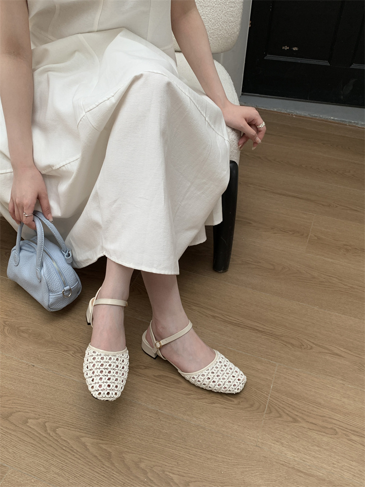Niche Woven Bohemian Chunky Heel Mary Jane Shoes for Women Summer 2025 Dressy Single Shoes