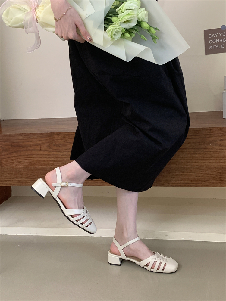 French Retro Braided Comfortable Sandals for Women Summer Gentle Chunky Heel Bohemian Vacation Roman Shoes