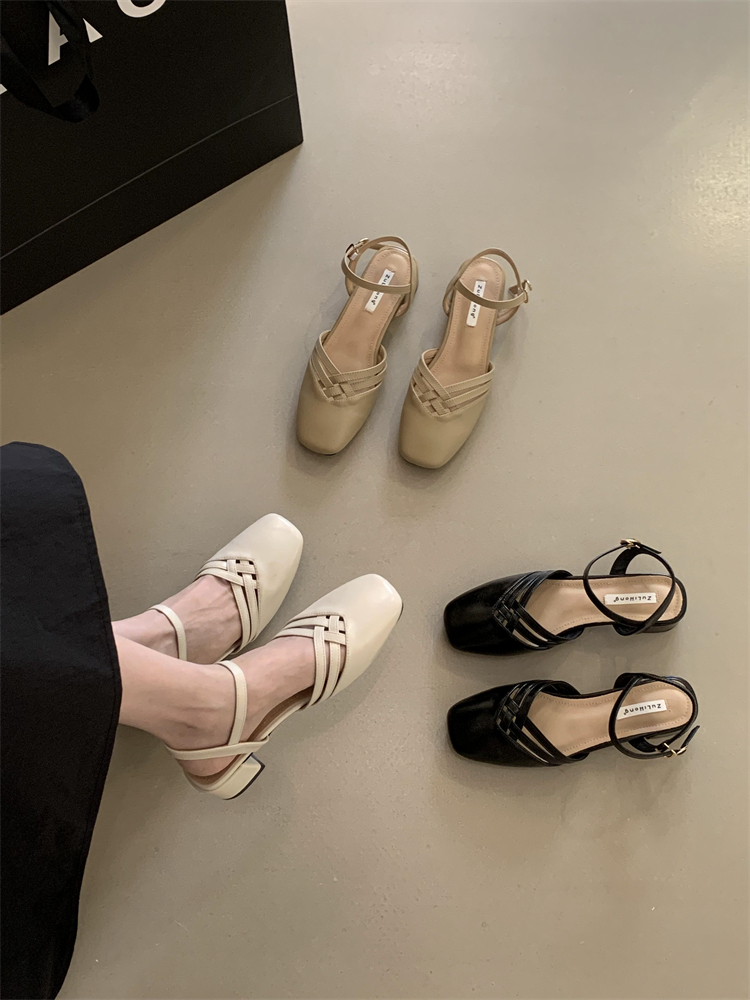 French Woven Evening Small Crowd Strappy Sandals for Women 2025 Spring Summer Dress Matching Gentle Vacation Roman Shoes