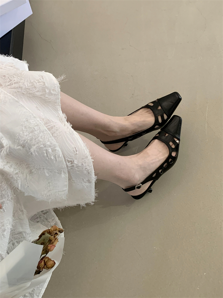 French Style Khaki High Heel Peep Toe Sandals for Women 2025 Summer Thin Heel Commuter Shoes