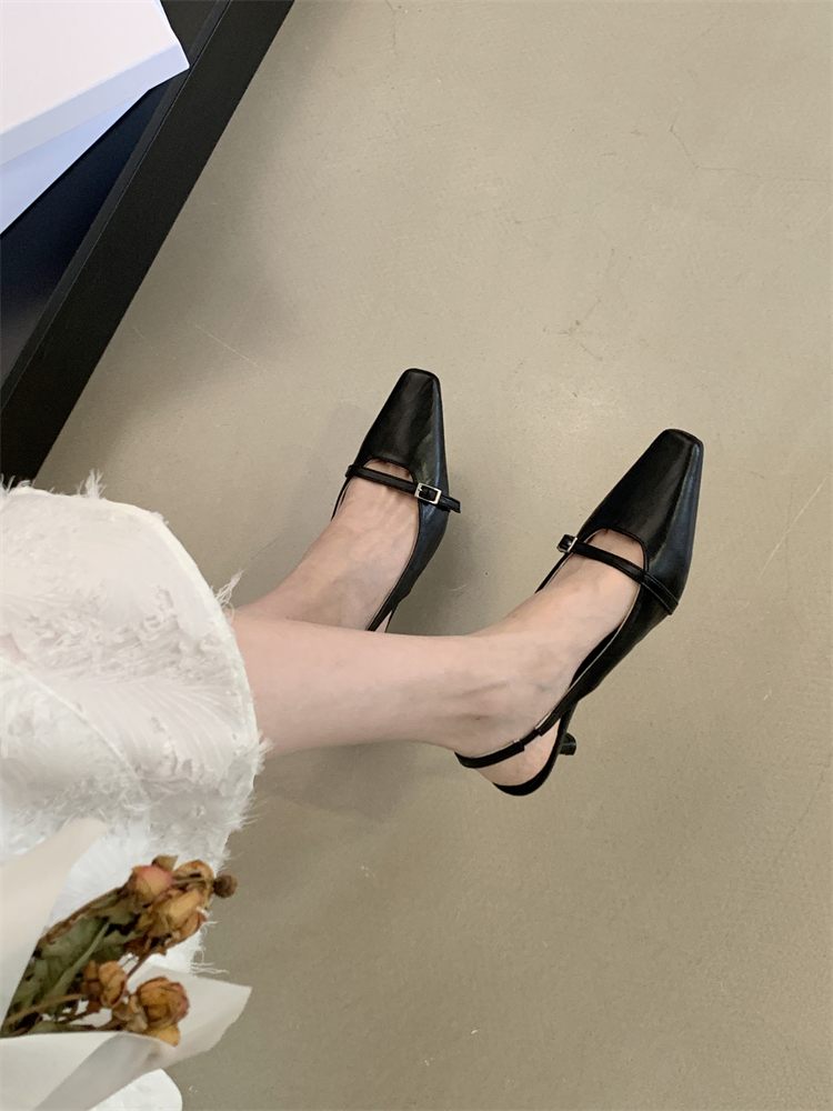 1750669131877_s58lNd.jpg French Style Pointed Toe High Heel Sandals for Women 2025 Spring Summer New Square Toe Hollow One-Strap Ankle Strap Closed Toe Shoes