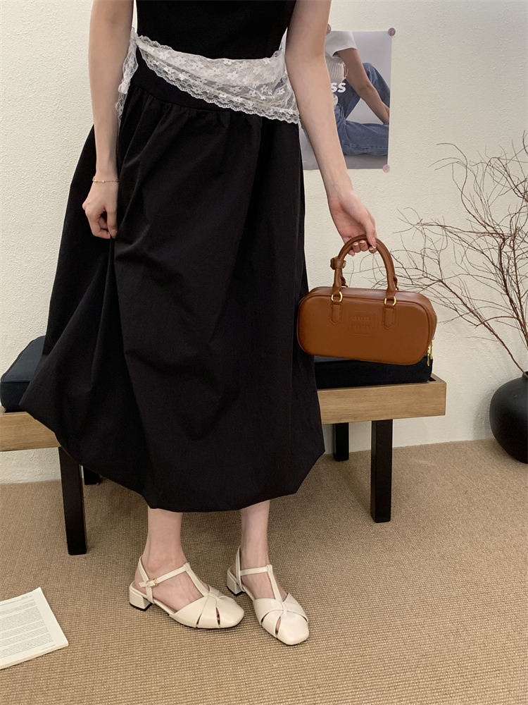 French Style Chunky Heel Hollow Out Mary Jane Shoes for Women 2025 Summer Roman Sandals