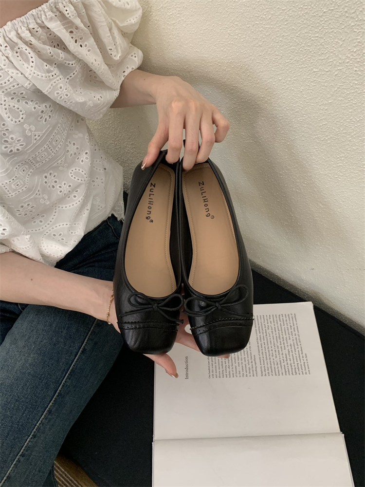 1751706245787_m28ier.jpg Korean Style Fashion Casual Slip-On Women's Shoes 2025 New Flat Square Toe Bow Commuter Loafers