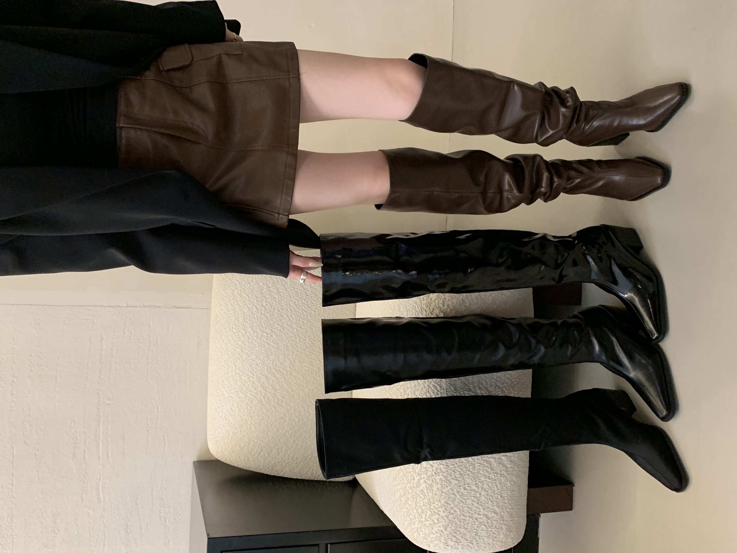 BUBUFLY Women's Over Knee High Heel Pointed Toe Stretch Boots 2024 New Autumn Winter Brown Slim Tall Boots
