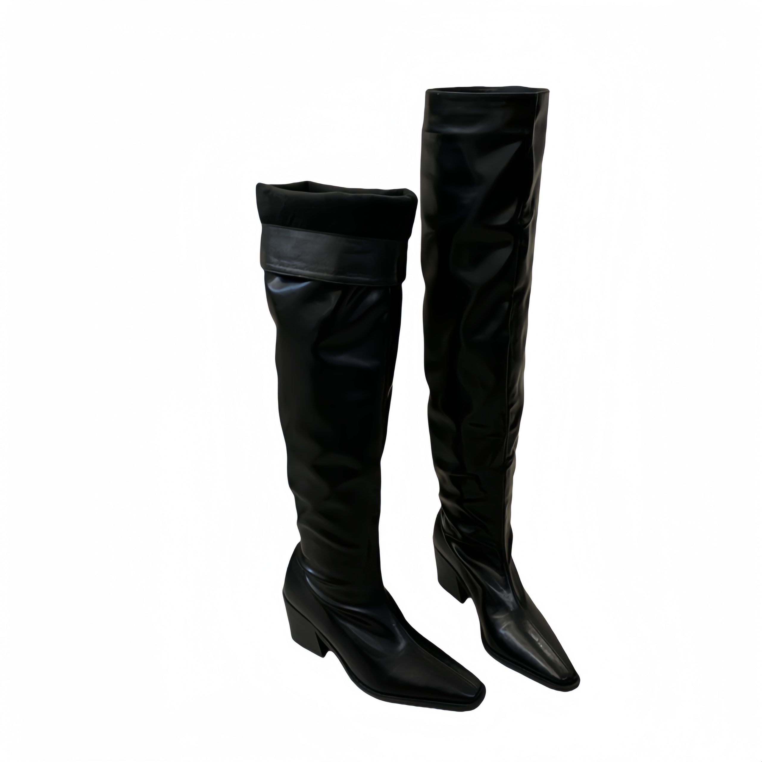 BUBUFLY Women's Over Knee High Heel Pointed Toe Stretch Boots 2024 New Autumn Winter Brown Slim Tall Boots