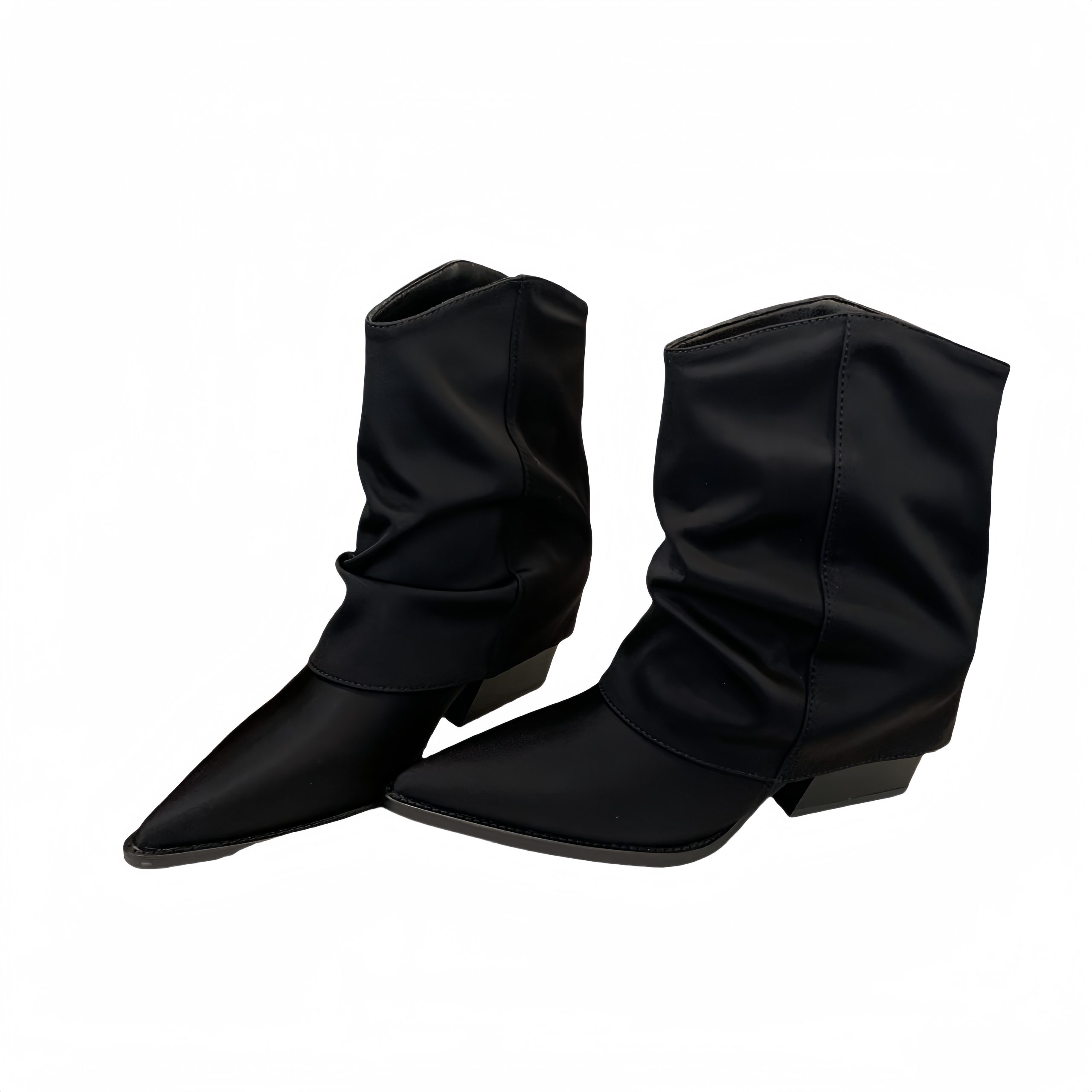 Patent Leather High Heel Tube Boots Autumn Winter New Zip Chunky Heel Short Boots Women Pointed Toe Slim Boots