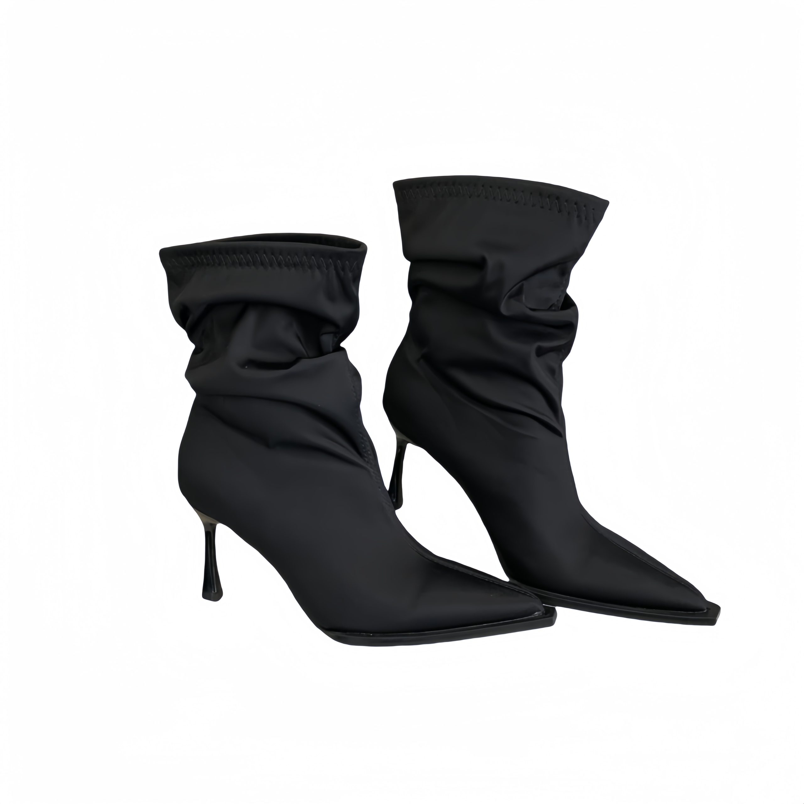 1752738757108_tR7EE3.jpg BUBUFLY Women's Pleated Stack Heel Pointed Toe Western Mid-Calf Boots 2025 New Arrival