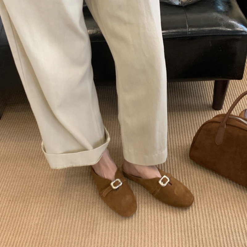 Fashion Suede Leather Casual Women's Slip-On Birkenstock Open-Toe Half Slippers