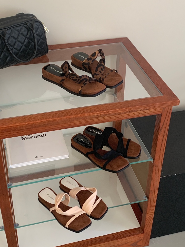 Women's Chunky Square Toe Strappy Slide Sandals 2026 New Summer Casual Two-Way Wear