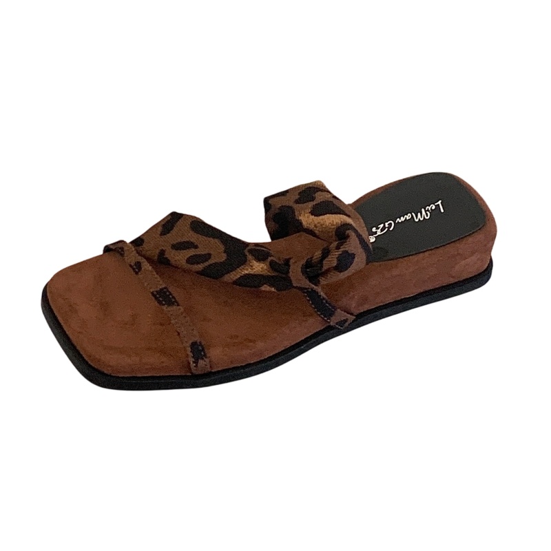Women's Chunky Square Toe Strappy Slide Sandals 2026 New Summer Casual Two-Way Wear