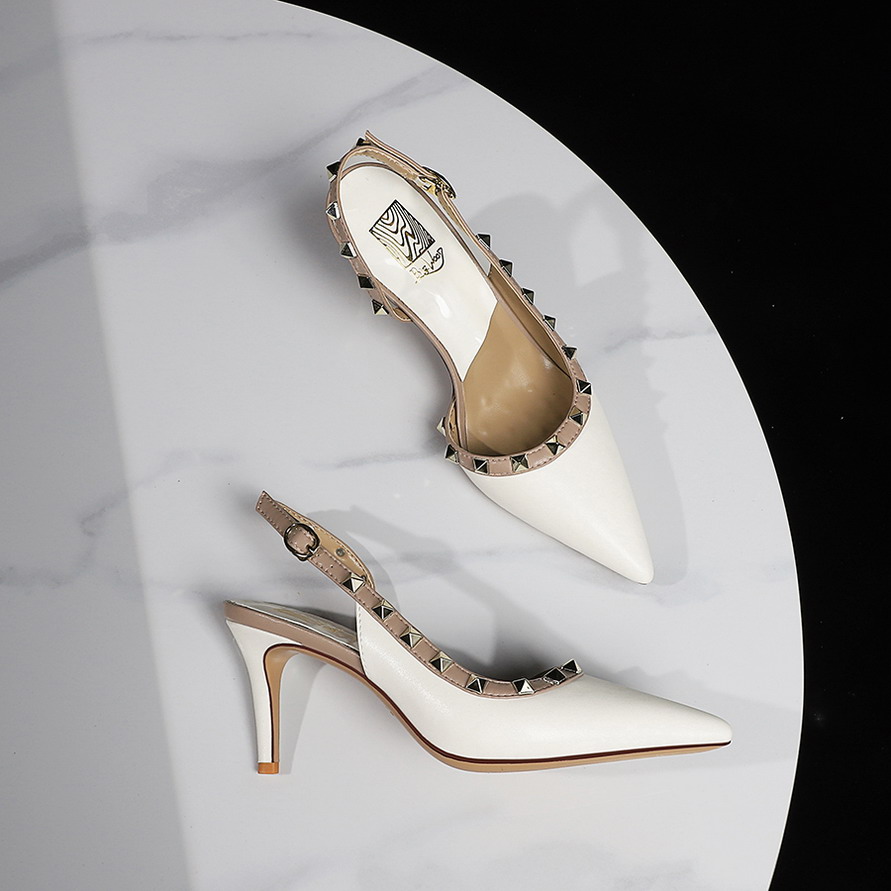 BIGWOOD Women's Studded Open-Toe Strap Hollow Cut-Out High Heel Pointed-Toe Sandals