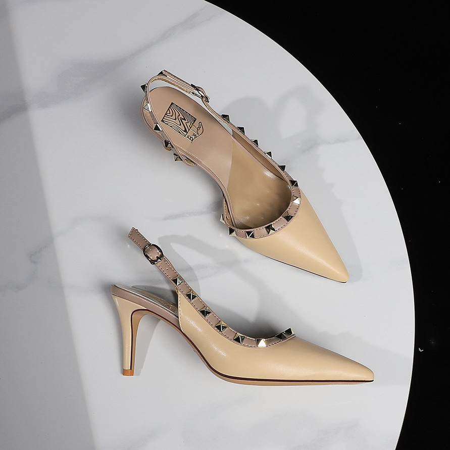 BIGWOOD Women's Studded Open-Toe Strap Hollow Cut-Out High Heel Pointed-Toe Sandals
