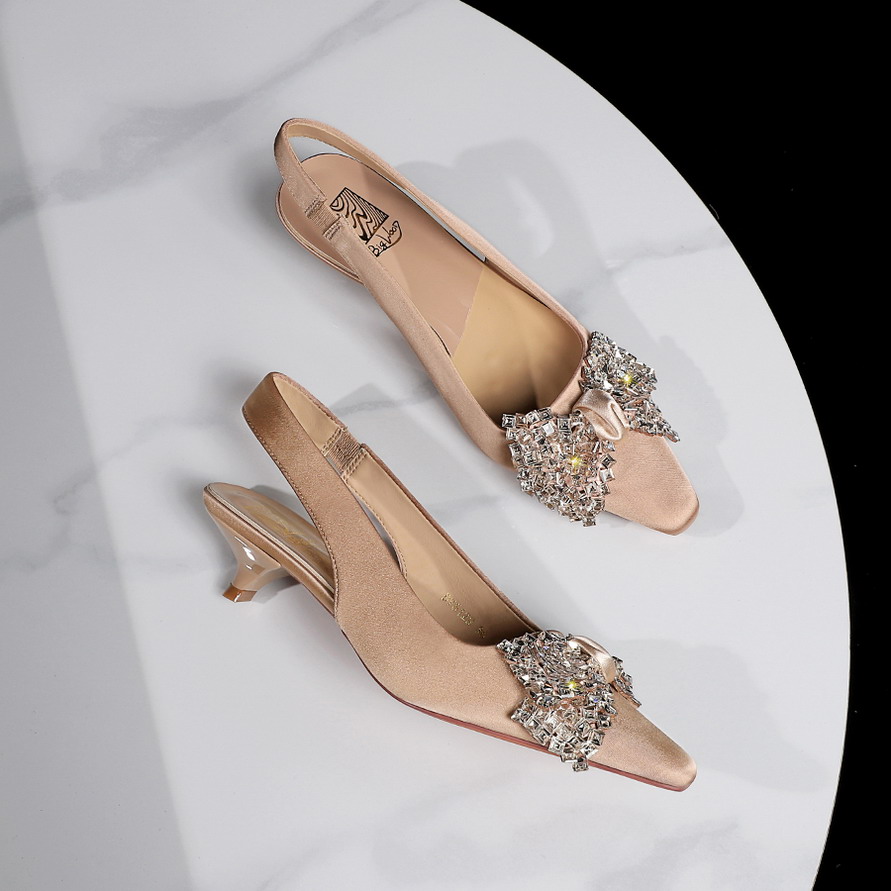 BIGWOOD Women's Rhinestone Bow Square Toe Low Heel Open Back Slingback Fashion Sandals
