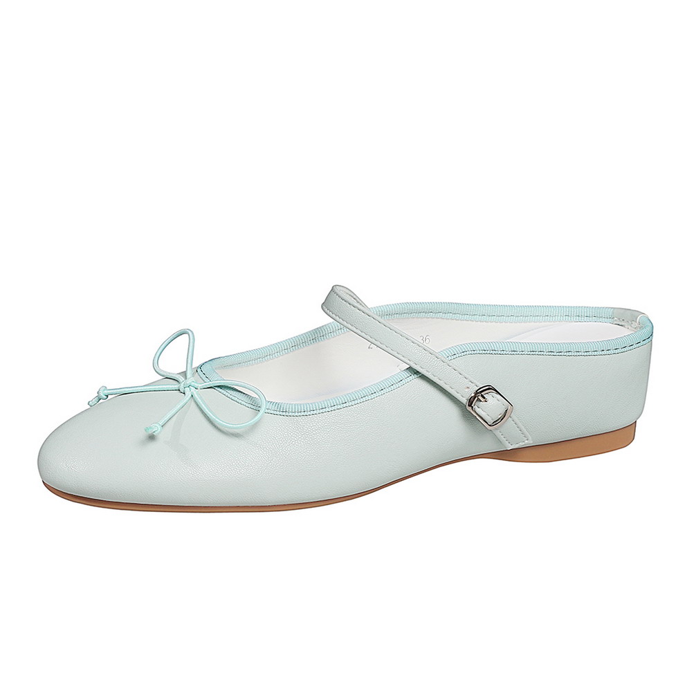 1784783290020_zy4oxQ.jpg French Sweet Round Toe Candy Color Bow Decor Slip-On Sandals with Ankle Strap