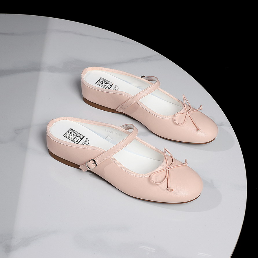 1784783290042_hhLya1.jpg French Sweet Round Toe Candy Color Bow Decor Slip-On Sandals with Ankle Strap