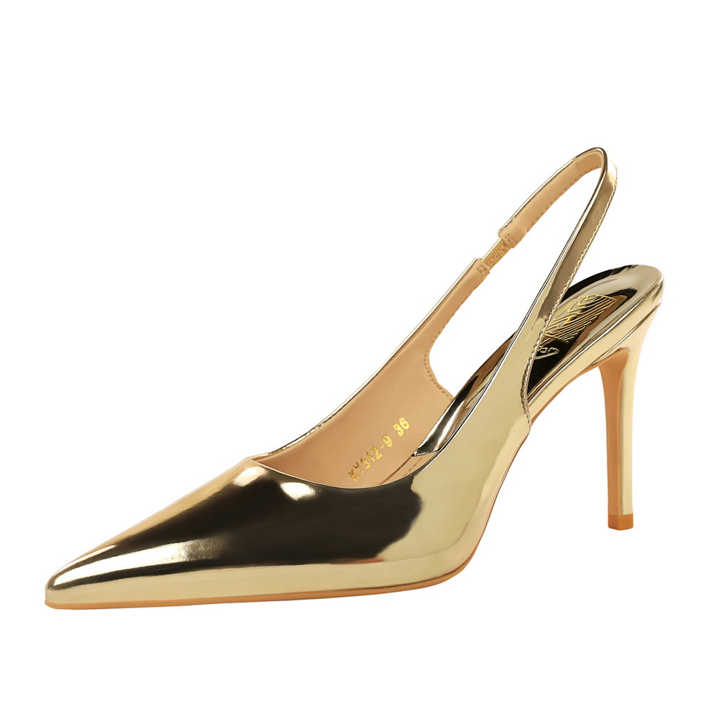 1787044461374_ysVXW5.jpg BIGWOOD Women's Metallic Patent Leather Open Back Pointed Toe High Heel Shoes